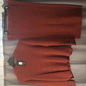 Burgundy Sweater Skirt Set